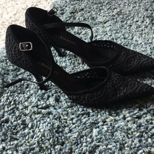 Enzo black dressy heels with ankle strap